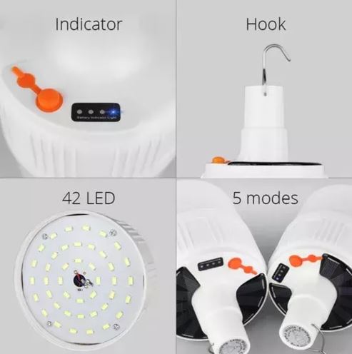 Bombilla LED solar remota, linterna.